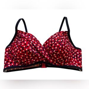 Boden Bikini Swimsuit Top 36B Red Polka Dot Halter Twist Front New
